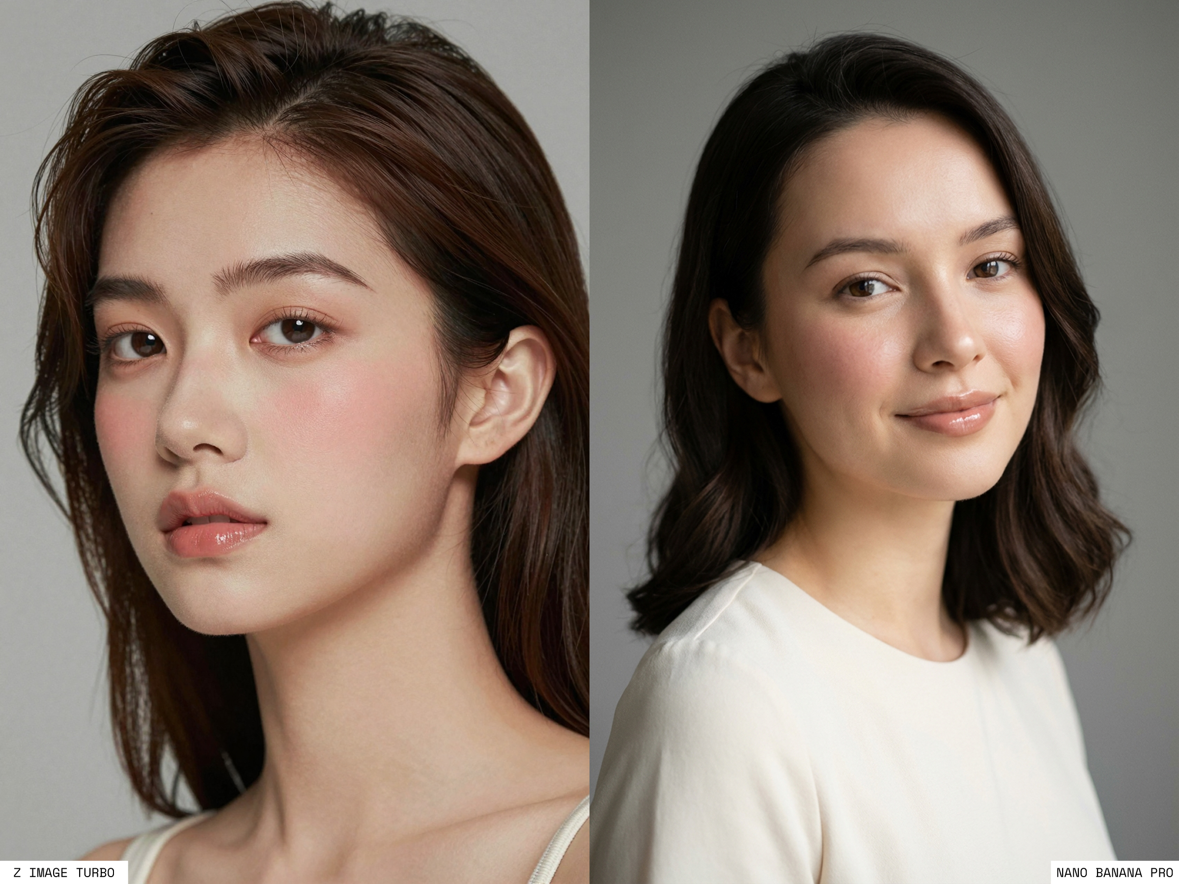 beautiful korean young woman portait ai generated imagery nano banana 2 z image turbo comparison